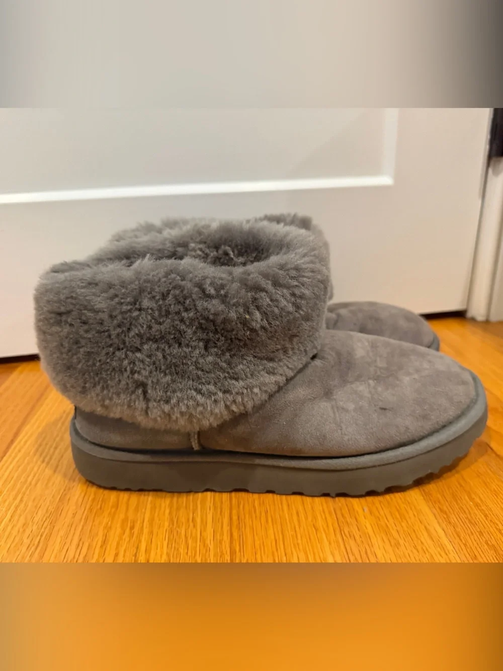 UGG Women's Short Gray Suede Shearling Boots